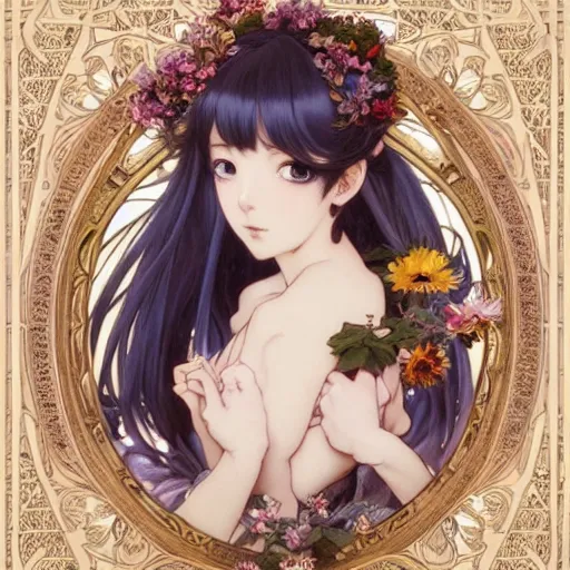 Prompt: a masterpiece ultrarealistic ultradetailed portrait of beautiful anime girl in bunny costume baroque renaissance. medium shot, intricate, elegant, by stanley artgerm lau, wlop, alphonse mucha, rossdraws, andrei riabovitchev, yoshitaka amano. in style of hayao miyazaki. flower background my james jeand and takashi murakami.