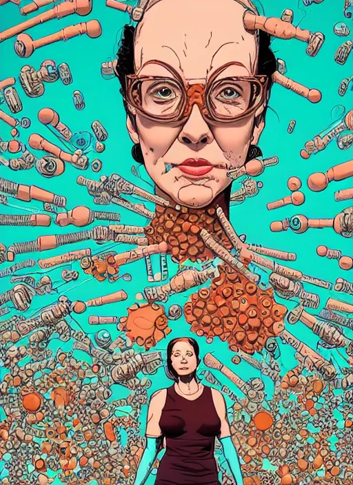 Image similar to portrait of a woman with biotech parts by Geof Darrow, 35mm focal length, hyper detailled, 4K