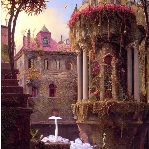 Image similar to paint surrealist 👁🏰🍄, ferdinand knab