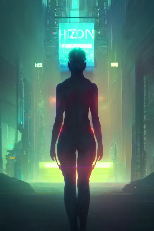 Prompt: horizon, city, cyberpunk, fantasy, neon lights, sharp focus, intricate, elegant, digital painting, artstation, matte, highly detailed, concept art, illustration, ambient lighting, art by ruan jia and artgerm and range murata and wlop and ross tran and william, adolphe bouguereau and beeple