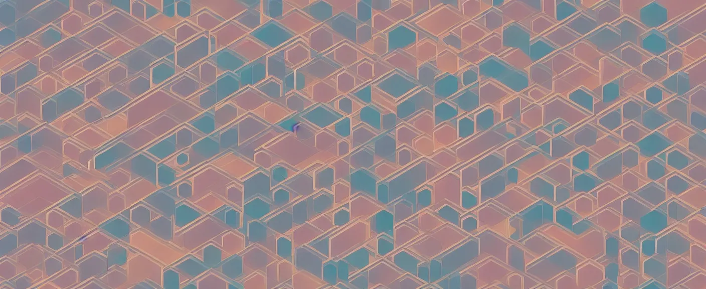 Image similar to hexagonal wallpaper, large pastel, isometric concept art
