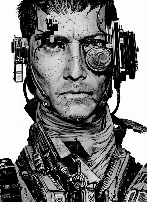 Image similar to cyberpunk blackops commander. night vision. portrait by ashley wood and alphonse mucha and laurie greasley and josan gonzalez and james gurney. spliner cell, apex legends, rb 6 s, hl 2, d & d, cyberpunk 2 0 7 7. realistic face. dystopian setting.