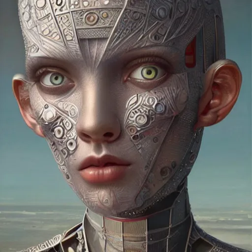 Prompt: humanoid robot, highly detailed, expressive eyes, beautiful symmetric body, perfect proportions, highly intricate, 8 k, art by tom bagshaw and alex gray