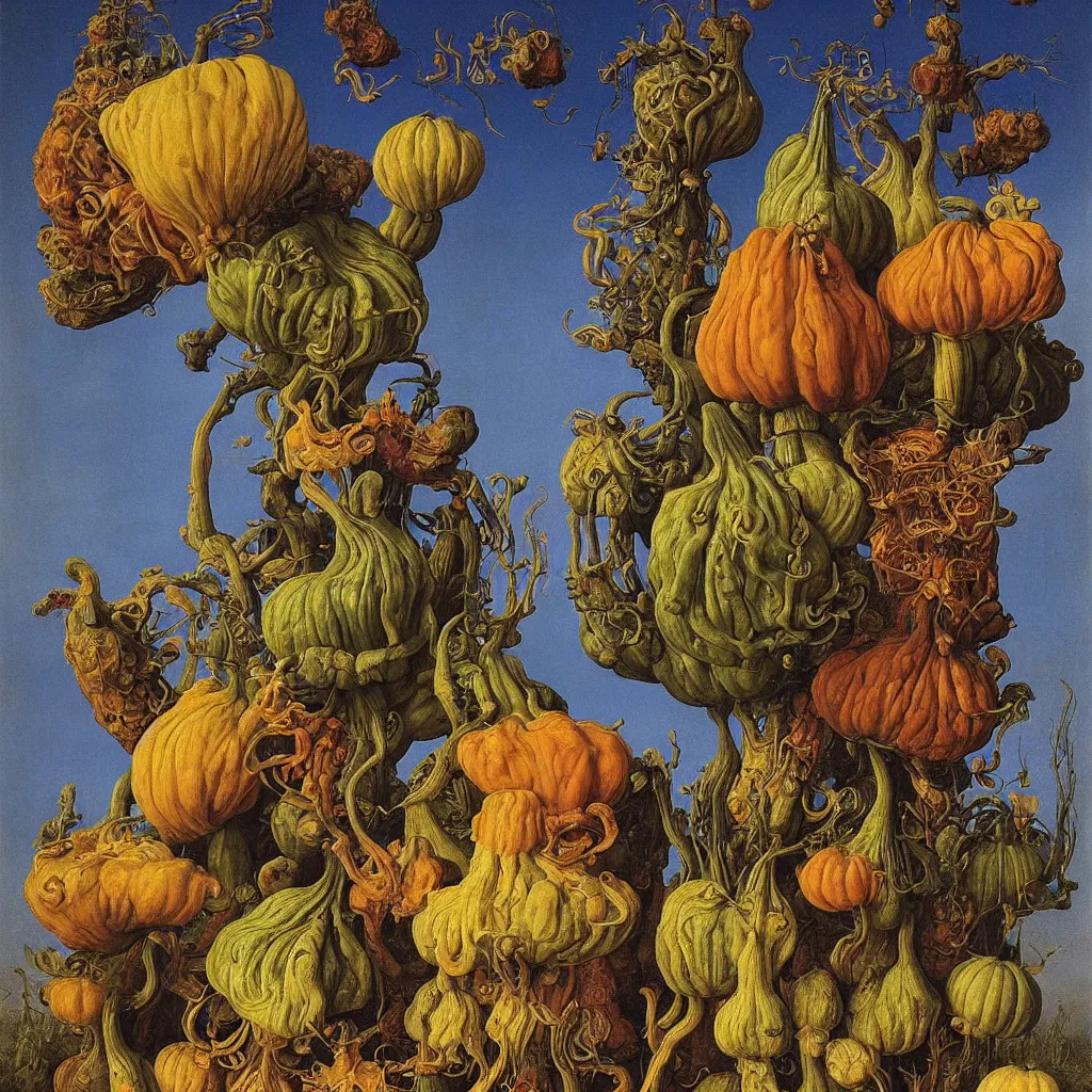 Image similar to a single! colorful! ( lovecraftian ) gourd fungus tower clear empty sky, a high contrast!! ultradetailed photorealistic painting by jan van eyck, audubon, rene magritte, agnes pelton, max ernst, walton ford, andreas achenbach, ernst haeckel, hard lighting, masterpiece