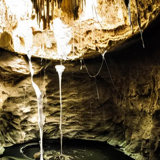 Prompt: cavernous lungs interior journey, dripping water