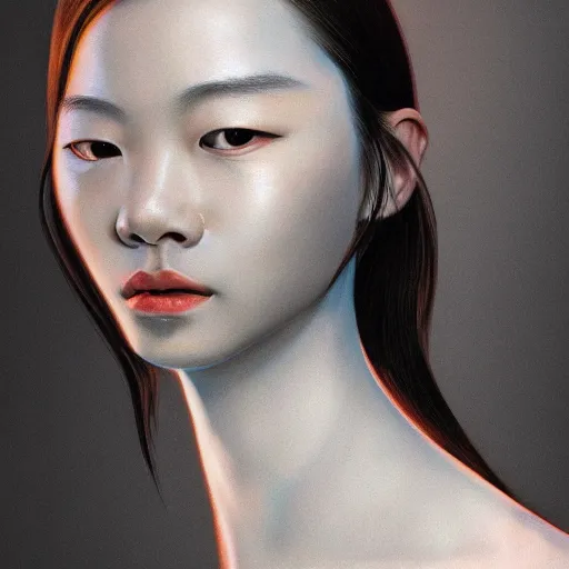 Image similar to a woman, a photorealistic painting by wang duo, featured on cg society, photorealism, behance hd, ultrafine detail, high detail