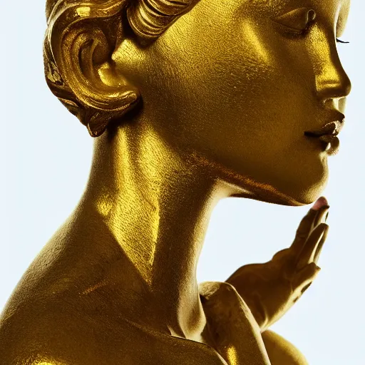 Prompt: a golden statue of a princess, studio lighting, award-winning photograph