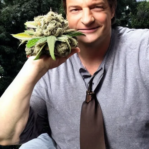 Image similar to beautiful giant marijuana bud as a nathan fillion