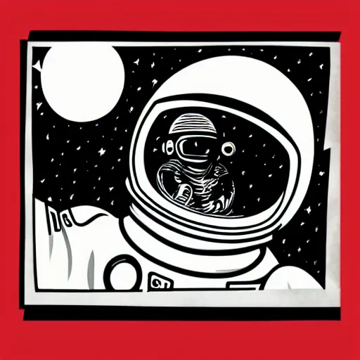 Prompt: astronaut drifting in space staring back at the earth in the style of mcbess