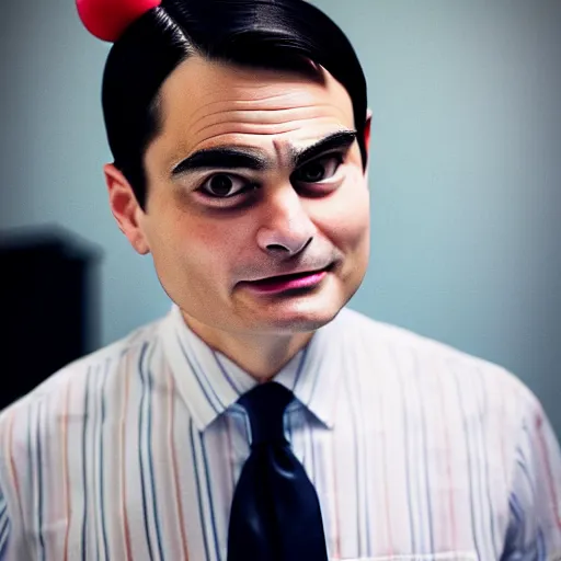 Prompt: close - up of ben shapiro angrily serving you tea at a japanese maid cafe, frilly outfit, depth of field, 3 5 mm, 8 k, photograph by annie leibovitz