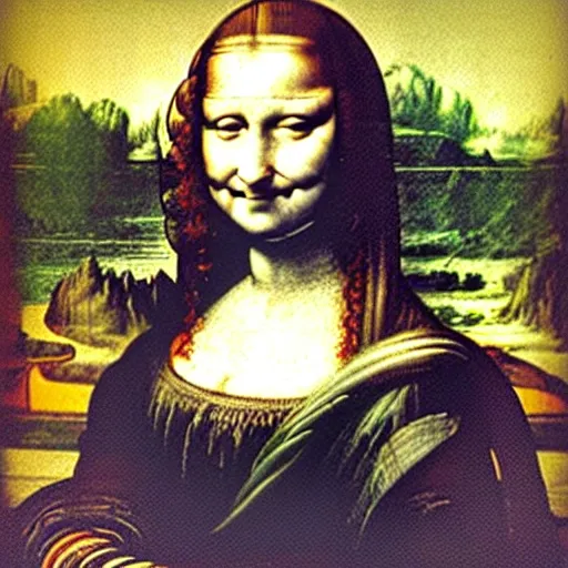 Image similar to monalisa smiling for a selfie