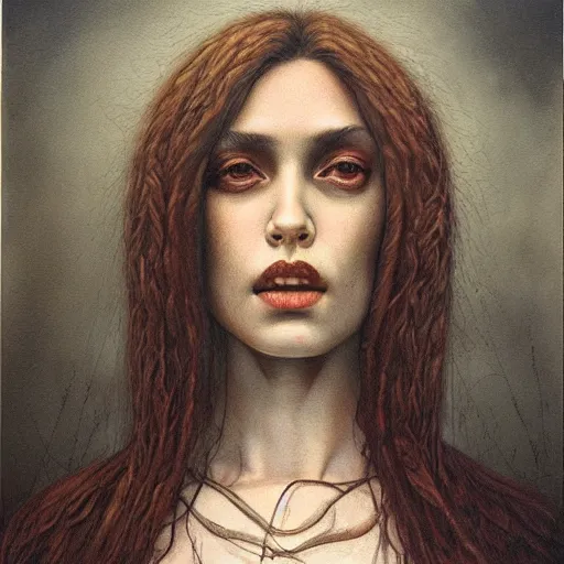 Image similar to a hyperrealistic painting of a beautiful girl, by santiago caruso, highly detailed, sharp focus, synthwave