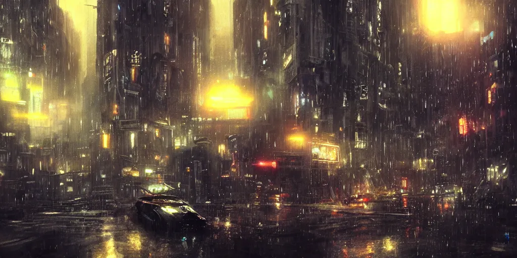 Image similar to blade runner city, by mobius,filmed,flying cars,raining at night,trending on ArtStation ,very detailed