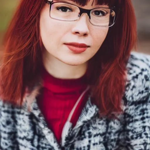 Image similar to portrait photo still of real life velma, 8 k, 8 5 mm f 1. 8