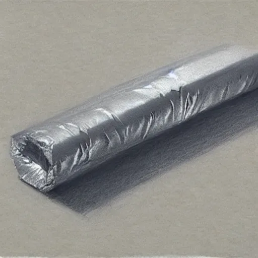 Image similar to a drawing of aluminum foil painted by greg rutkowski