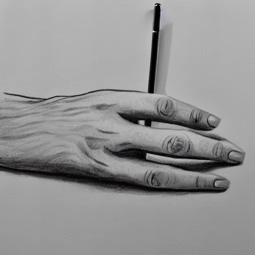 Prompt: pencil drawn hand