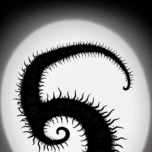 Prompt: eldritch worm swallowing the sun, noir, terror, 4 k, digital art