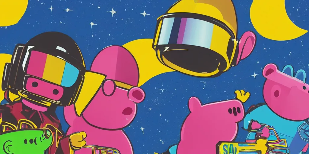 Image similar to Daft Punk album cover but its Pepa Pig