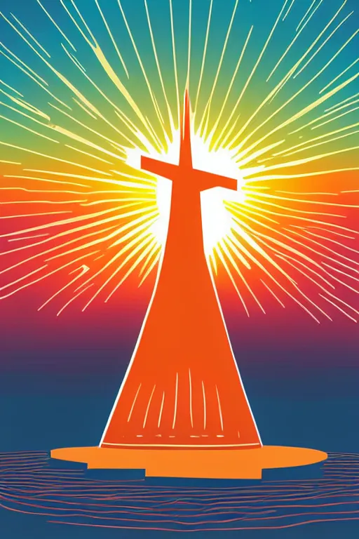 Prompt: minimalist boho style art of colorful christo redentor at sunrise, illustration, vector art