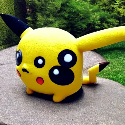 Image similar to Pikachu Sculpture made out of cobblestone