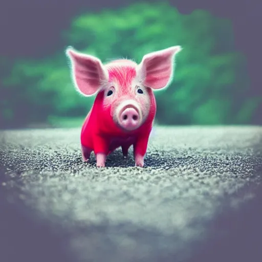 Prompt: “ pig in a red t - shirt ”