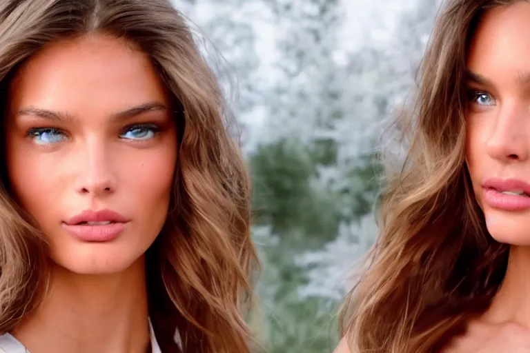 Image similar to closeup of a Victoria Secret model, 8k , Screenshot of a youtube video