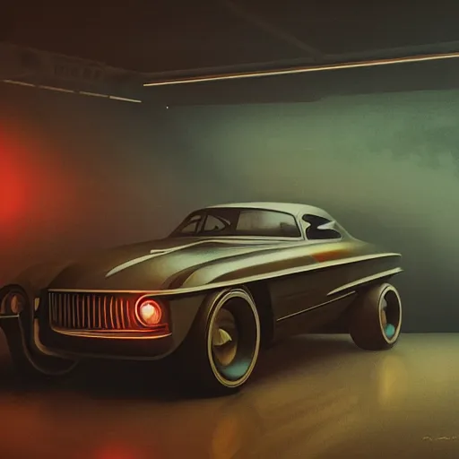 Image similar to retro futuristic vintage cars in showroom, atmospheric lighting, painted, intricate, volumetric lighting, beautiful, daytime, sunny weather, slight overcast, sharp focus, deep colours, ultra detailed, by leesha hannigan, ross tran, thierry doizon, kai carpenter, ignacio fernandez rios