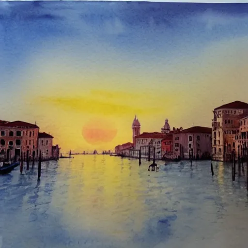 Image similar to venice at sunrise. watercolor. trending on artstation.