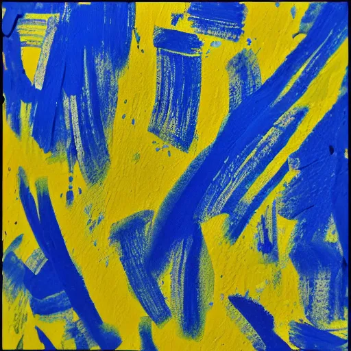 Image similar to a photo of blue paint mixed with yellow paint on canvas