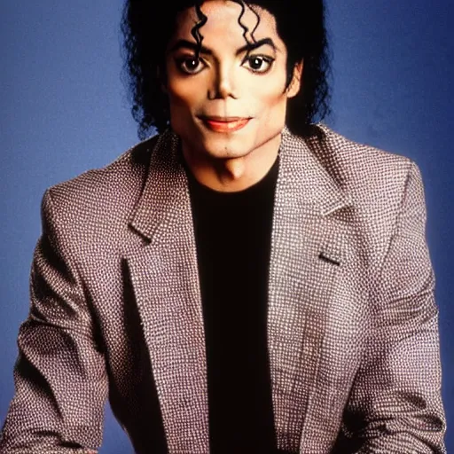 Prompt: Michael Jackson posing for a 1990s sitcom tv show, Studio Photograph, portrait C 12.0