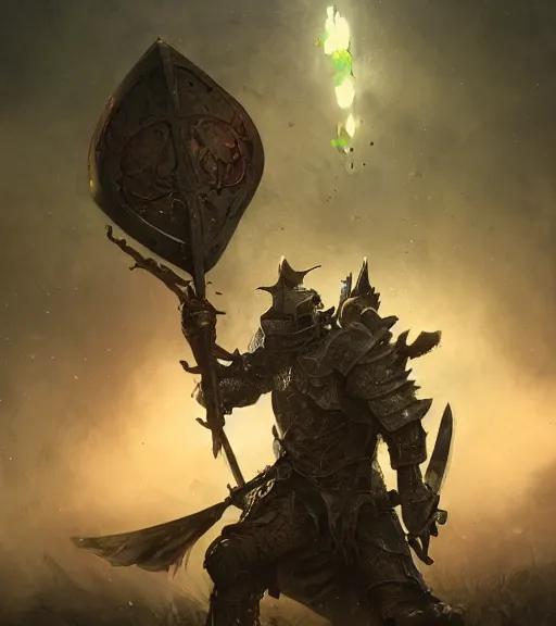 Image similar to a frog knight holding a shield, battle armor, atmospheric lighting painted intricate volumetric lighting, beautiful, sharp focus, ultra detailed by leesha hannigan, ross tran, thierry doizon, kai carpenter, ignacio fernandez rios