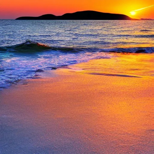 Image similar to sea sunrise with waves, aesthetic, realistic, sunrise, 8 k, sharp, colorful