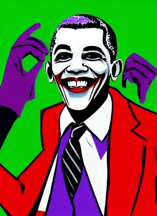 Prompt: barack obama as the joker in the style of ernst ludwig kirchner