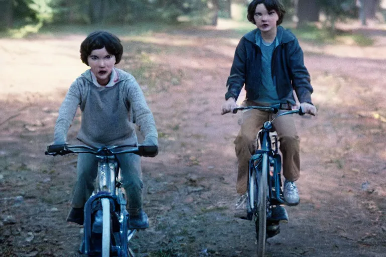 Prompt: film still of Henry Thomas (Elliot from ET) as Mikey in stranger things, 4k