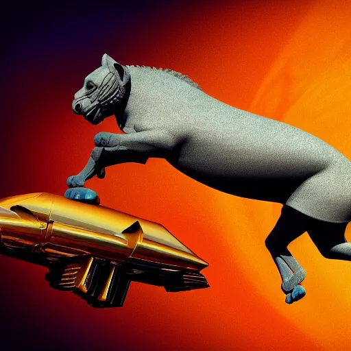 Image similar to hyperrealistic futuristic highly detailed chimera and sphinx on the mars sharp focus in the style of modern art deco and retro 8 k