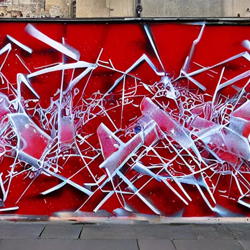 Prompt: abstract, intricate, 3 d, fidenza, red white, ice style graffiti, by friedrich caspar david.