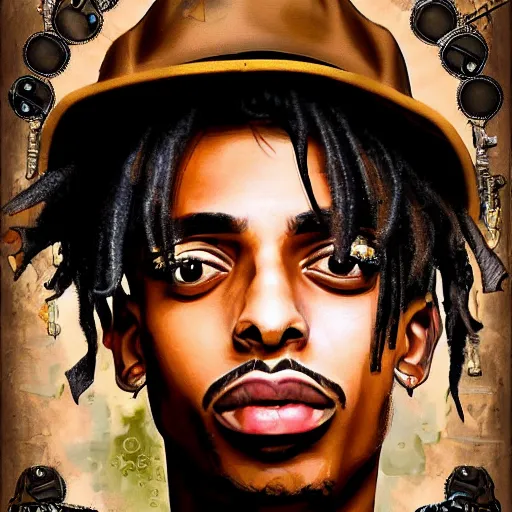 Image similar to playboi carti in steampunk style digital art 4 k the detailed super realistic