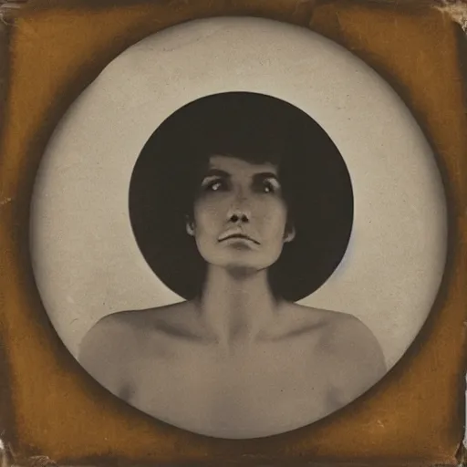 Image similar to Woman listening to a vinyl record that steals her soul, daguerrotype