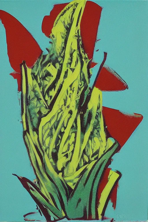 Image similar to an endive's painting in andy warhol style