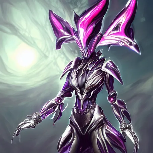 Prompt: highly detailed exquisite fanart, of a beautiful female warframe, but as a robot dragon, shiny silver armor with fuchsia accents, engraved, elegant pose, close-up shot, epic cinematic shot, glowing purple eyes, sharp claws for hands, professional digital art, high end digital art, singular, realistic, captura, DeviantArt, artstation, Furaffinity, 8k HD render