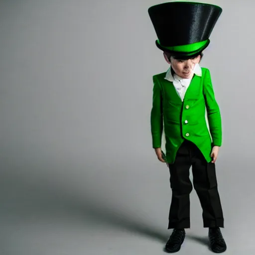 Image similar to jacksepticeye wearing green top hat and green outfit