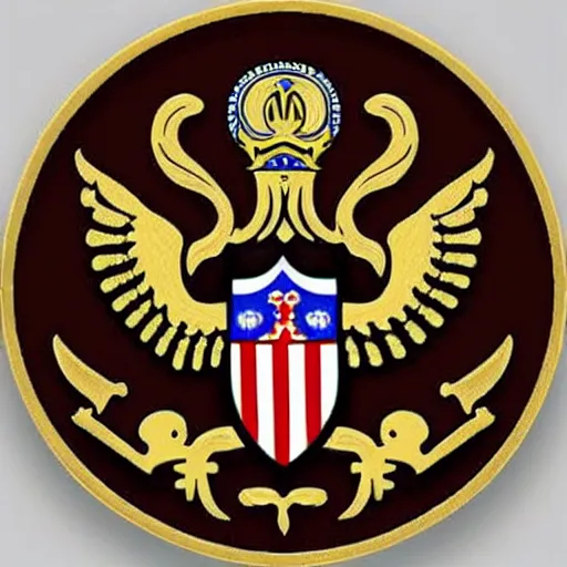 Image similar to serbian two-headed eagle symmetrical symbol, in style of fantastic heraldry, in style of Midjourney, highly detailed and intricate, golden ratio, stylized, elegant, ornate, majestic, elite