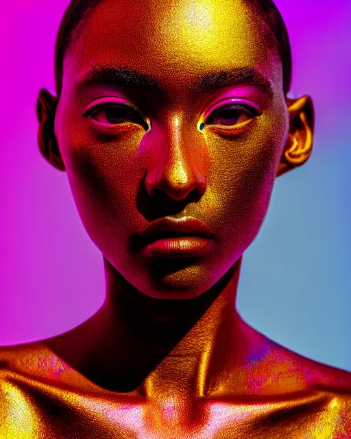 Image similar to hyperrealist highly intricate neo-modern portrait pink pearlescent exoskeleton beautiful goddess concept art pascal blanche key sage dramatic yellow lighting 8k high angle shallow depth of field