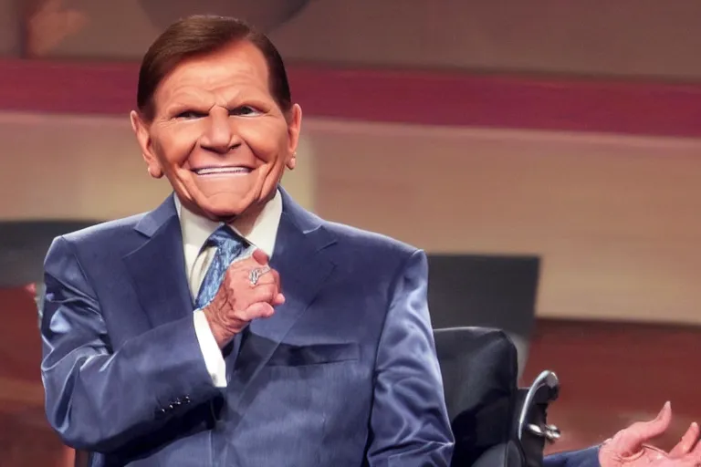 Image similar to kenneth copeland transforming into satin leaked photo, ultra realistic