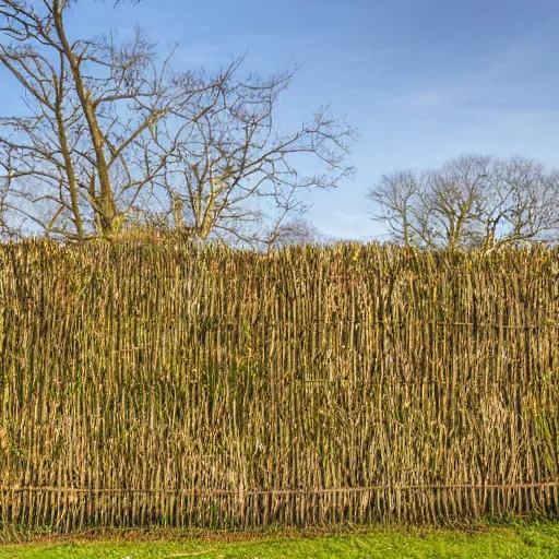 Prompt: A wicker hedge along the heath