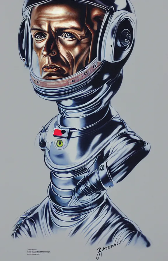 Prompt: portrait of an astronaut, (alien), in the style of hajime sorayama