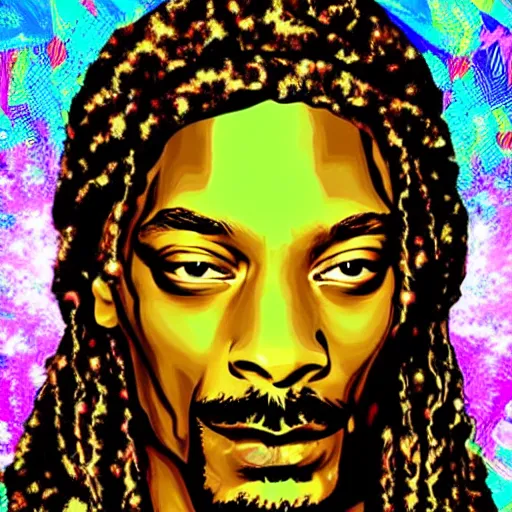 Image similar to snoop dogg psychedelic digital art