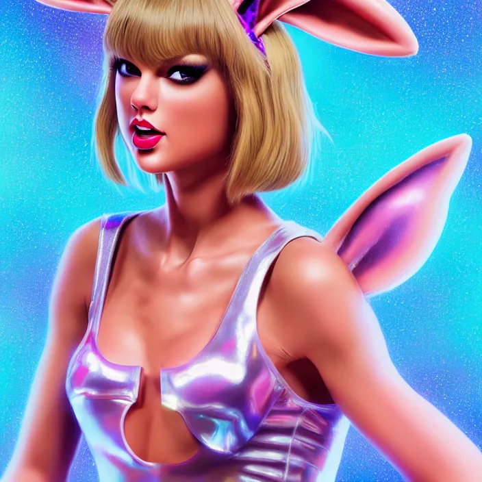 Image similar to portrait of Taylor Swift as Lola Bunny in Space Jam 1996. bunny ears. intricate abstract. intricate artwork. by Tooth Wu, wlop, beeple, dan mumford. octane render, trending on artstation, greg rutkowski very coherent symmetrical artwork. cinematic, hyper realism, high detail, octane render, 8k