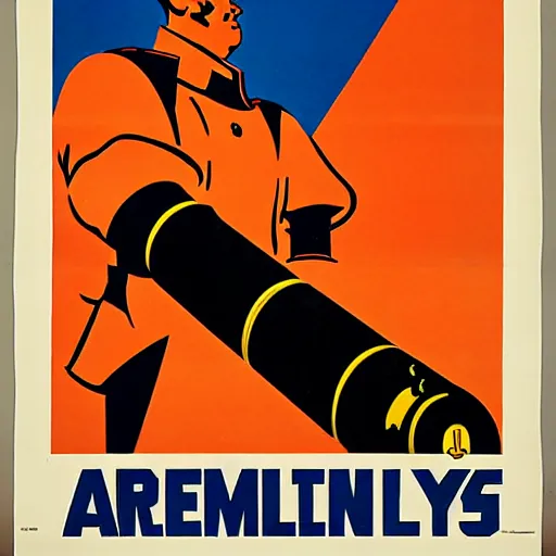 Image similar to propaganda poster promoting the artillery corps, limited palette, ww 2