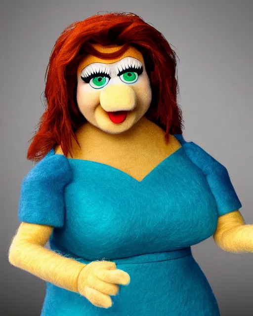 Prompt: meredith palmer as a muppet. highly detailed felt. hyper real photo. 4 k.